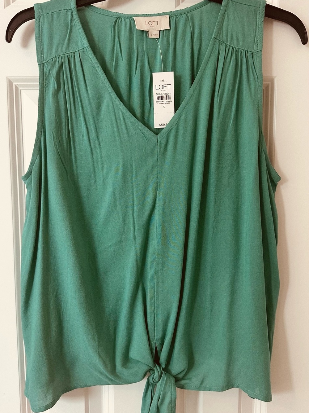 NWT LOFT Green Tie-Front V-Neck Sleeveless Top